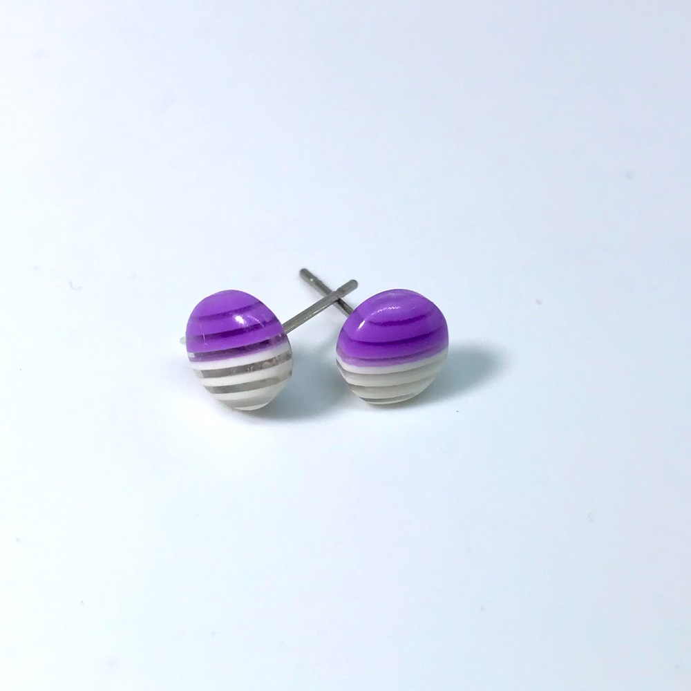 Purple And White Minimalist Stud Earrings